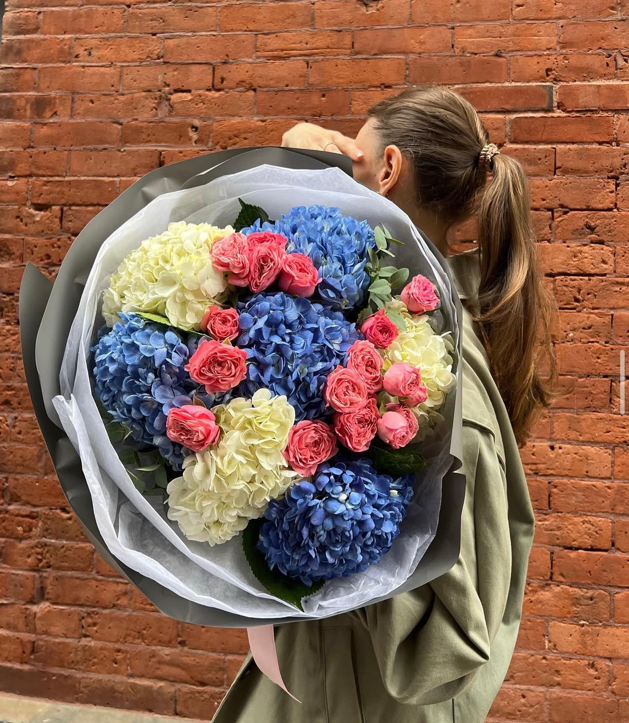 Blue & White Hydrangea Bouquet